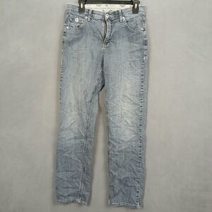 Riders Comfort No Gap Waistband Stretch Jeans Women 6/32M Pale Blue Straight Leg